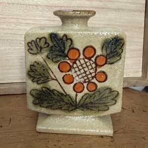 Lnwot vintage made in Japan salt glazed stoneware small vase. Floral design.